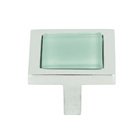 1 1/4" Square Knob in Green and Polished Chrome